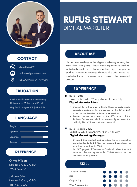 White Blue Simple Professional Curriculum CV Template